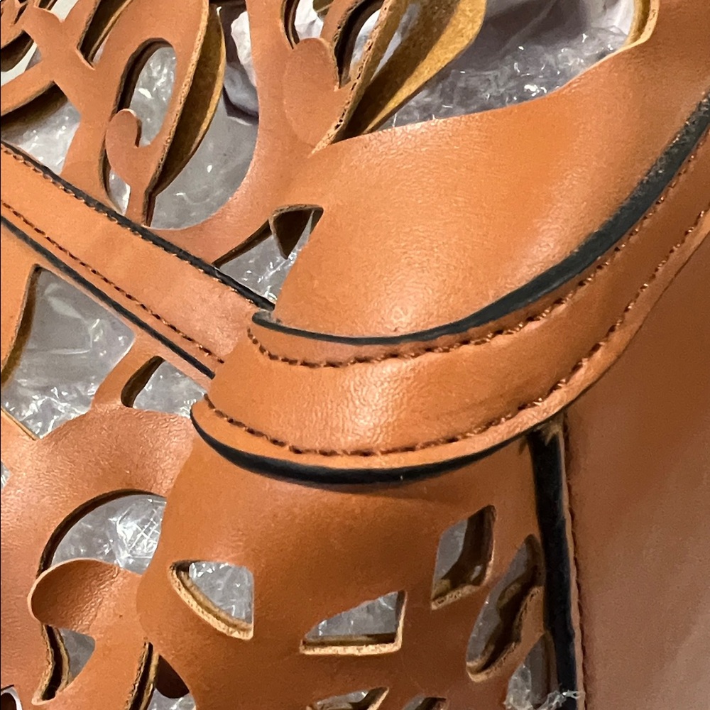 Brown Laser Cut Cutout Handbag Crossbody - Picture 6 of 11